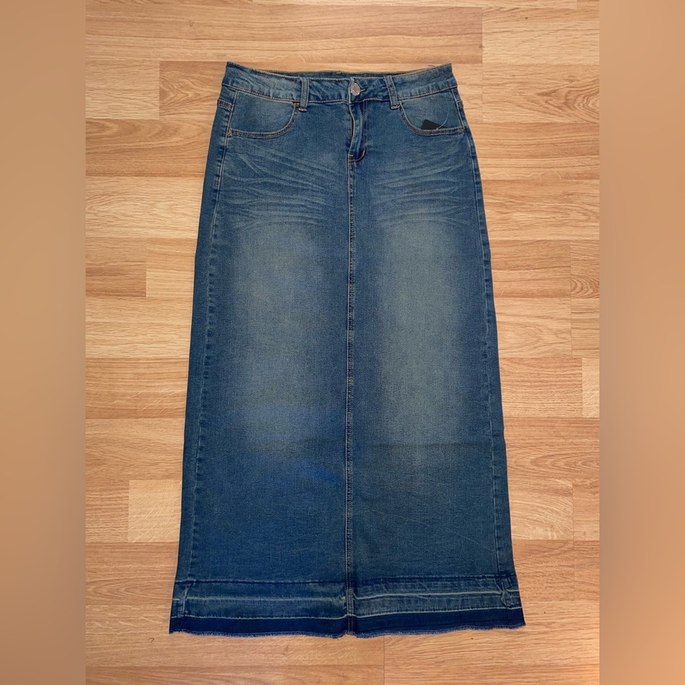 Long denim skirt